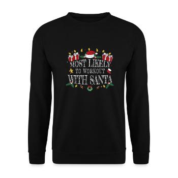 Le plus susceptible de s’entraîner avec le Père Noël pour le professeur d’éducation physique - Sweat-shirt Unisexe - noir - Devant - Alina (178cm) & Michal (187cm)