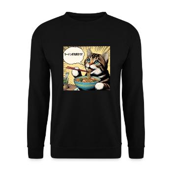 J’adore les ramen chat - Sweat-shirt Unisexe - noir - Devant - Alina (178cm) & Michal (187cm)