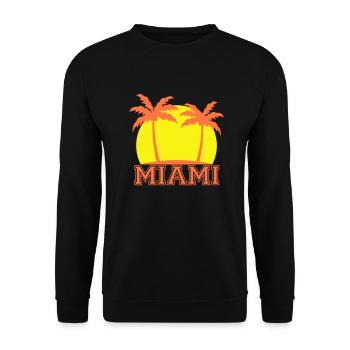 Miami USA 2 Palmiers Plage Soleil Amérique Voyage Cool - Sweat-shirt Unisexe - noir - Devant - Alina (178cm) & Michal (187cm)