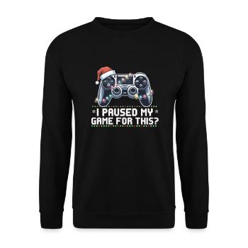 Gamer's Christmas Chaos - Mein Spiel dafür pausiert? - Unisex Pullover - Schwarz - Vorne - Alina (178cm) & Michal (187cm)