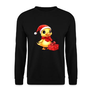 Entchen Christmas - Unisex Pullover - Schwarz - Vorne - Alina (178cm) & Michal (187cm)