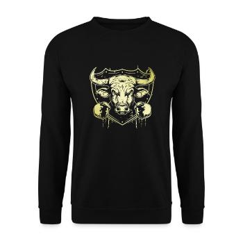 Bulle Stier Boxer - Unisex Pullover - Schwarz - Vorne - Alina (178cm) & Michal (187cm)