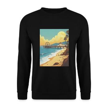 Santa Monica Vibes - Unisex Pullover - Schwarz - Vorne - Alina (178cm) & Michal (187cm)