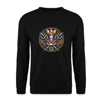 Fille du village logo - Sweat-shirt Unisexe - noir - Devant - Alina (178cm) & Michal (187cm)