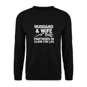 Partenariat d’escalade amusant pour les couples - Sweat-shirt Unisexe - noir - Devant - Alina (178cm) & Michal (187cm)