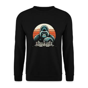 monkey plays chess - Unisex Sweatshirt - black - Front - Alina (178cm) & Michal (187cm)