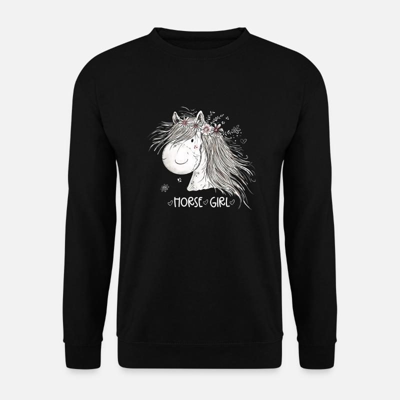 Horse Girl Pferdemädchen Pferde Cartoon - Unisex Pullover - Schwarz