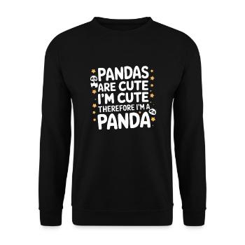 Pandabär Panda Tier Pandas - Unisex Pullover - Schwarz - Vorne - Alina (178cm) & Michal (187cm)