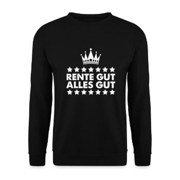 rente gut alles gut - Unisex Pullover - Schwarz - Vorne - Alina (178cm) & Michal (187cm)