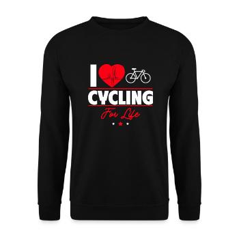 I love cycling for life - Unisex Sweatshirt - black - Front - Alina (178cm) & Michal (187cm)