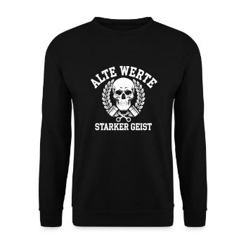 Alte Werte, Starker Geist - Unisex Sweatshirt - black - Front - Alina (178cm) & Michal (187cm)