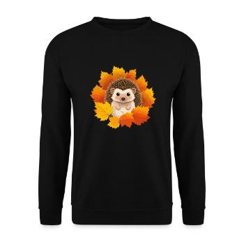 Hedgehog and leaves - Unisex Sweatshirt - black - Front - Alina (178cm) & Michal (187cm)