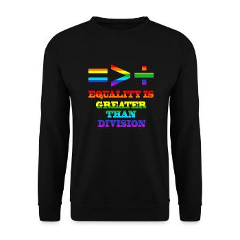 L’égalité est plus grande que la division de la Gay Pride LGBTQ+ - Sweat-shirt Unisexe - noir - Devant - Alina (178cm) & Michal (187cm)