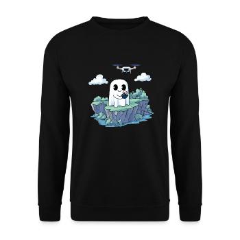 Geist Drohne Halloween - Unisex Pullover - Schwarz - Vorne - Alina (178cm) & Michal (187cm)