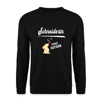 Schneiderin Ostern Schneiderei Oster Outfit - Unisex Pullover - Schwarz - Vorne - Alina (178cm) & Michal (187cm)