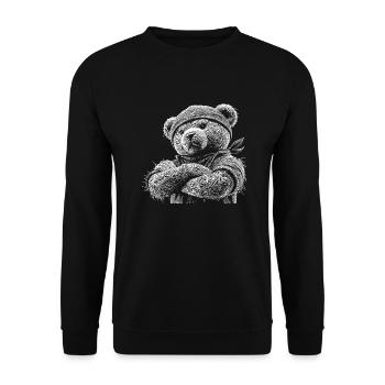 Teddybär - Unisex Pullover - Schwarz - Vorne - Alina (178cm) & Michal (187cm)