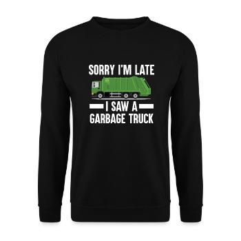 Garbage Truck Refuse Collector - Unisex Sweatshirt - black - Front - Alina (178cm) & Michal (187cm)