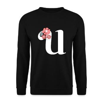 Lettre u fleurs minimalistes - Sweat-shirt Unisexe - noir - Devant - Alina (178cm) & Michal (187cm)