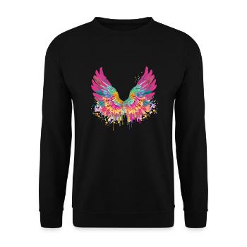 engelsflügel,angelwings,flügel.bunt,graffiti - Unisex Pullover - Schwarz - Vorne - Alina (178cm) & Michal (187cm)