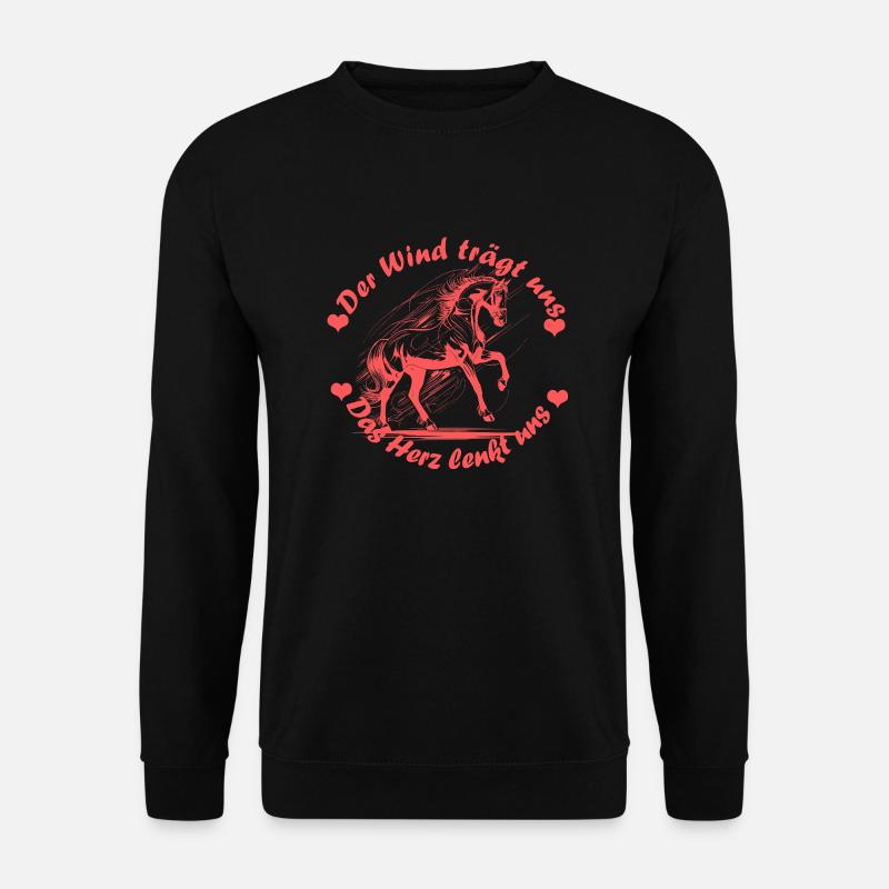 Pferd Herz Wind rosa - Unisex Pullover - Schwarz