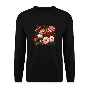 Bouquet of flowers, peonies, poppies, vintage, flower - Unisex Sweatshirt - black - Front - Alina (178cm) & Michal (187cm)