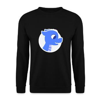 Niedlicher blauer gemütlicher Drache - Unisex Pullover - Schwarz - Vorne - Alina (178cm) & Michal (187cm)