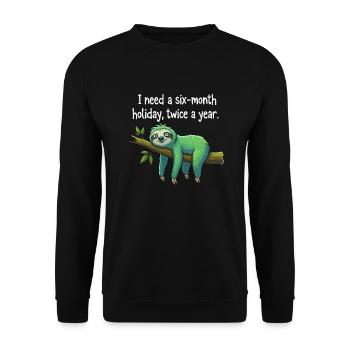 Faultier Urlaub - Unisex Pullover - Schwarz - Vorne - Alina (178cm) & Michal (187cm)
