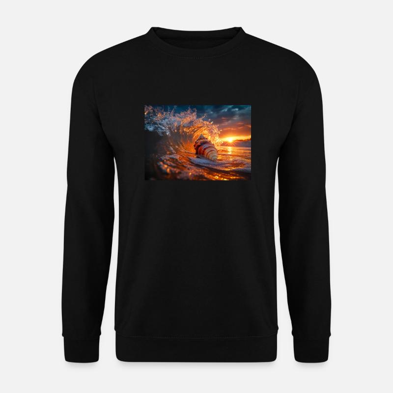 Sunset Wave & Seashell Symphony - Unisex Sweatshirt - black