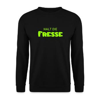 Halt die Fresse - Cooler Spruch - Schweigen - Unisex Pullover - Schwarz - Vorne - Alina (178cm) & Michal (187cm)