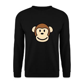 Happy Monkey Glücklicher Affe - Unisex Pullover - Schwarz - Vorne - Alina (178cm) & Michal (187cm)