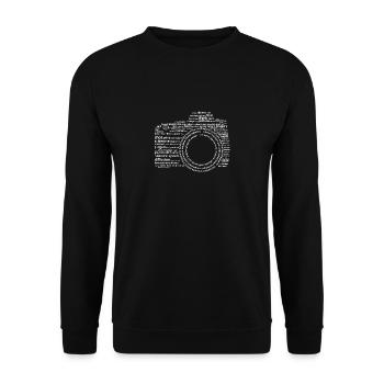 Kamera Typografie Weiß - Unisex Pullover - Schwarz - Vorne - Alina (178cm) & Michal (187cm)