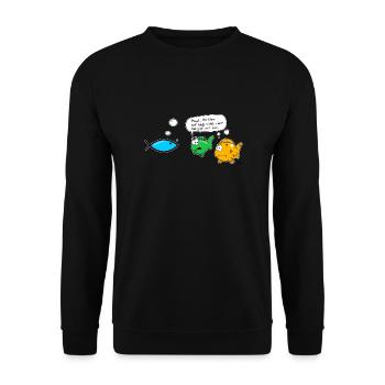 Jesusfisch - Der Neue... - Unisex Pullover - Schwarz - Vorne - Alina (178cm) & Michal (187cm)