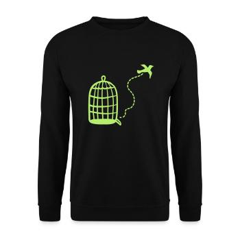 Käfig - Vogel fliegt - Unisex Pullover - Schwarz - Vorne - Alina (178cm) & Michal (187cm)