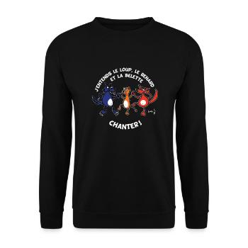 j'entends le loup le renard et la belette - Sweat-shirt Unisexe - noir - Devant - Alina (178cm) & Michal (187cm)