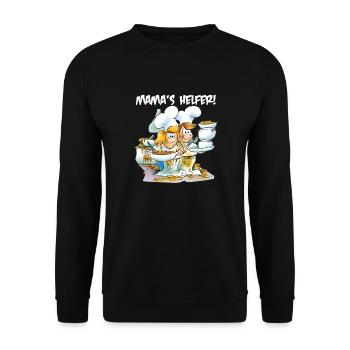 Mama's Helfer - Unisex Pullover - Schwarz - Vorne - Alina (178cm) & Michal (187cm)