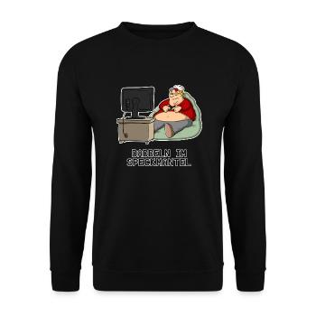 Daddeln im Speckmantel - Unisex Pullover - Schwarz - Vorne - Alina (178cm) & Michal (187cm)