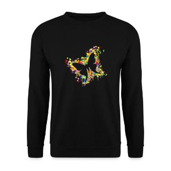 Schmetterling Splash - Unisex Pullover - Schwarz - Vorne - Alina (178cm) & Michal (187cm)