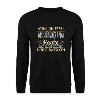 WESTSIBIRISCHER LAIKA Haare gehören dazu - Unisex Pullover - Schwarz - Vorne - Alina (178cm) & Michal (187cm)
