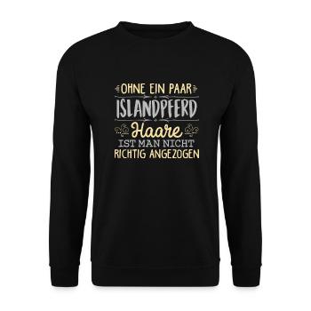 ISLANDPFERD Haare gehören dazu - Unisex Pullover - Schwarz - Vorne - Alina (178cm) & Michal (187cm)
