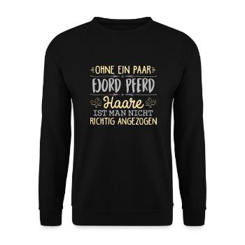 FJORD PFERD Haare gehören dazu - Unisex Pullover - Schwarz - Vorne - Alina (178cm) & Michal (187cm)