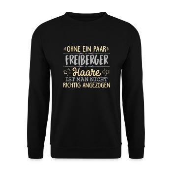 FREIBERGER Haare gehören dazu - Unisex Pullover - Schwarz - Vorne - Alina (178cm) & Michal (187cm)