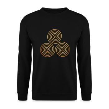 celtic triple Spiral - oneline antique gold - Unisex Pullover - Schwarz - Vorne - Alina (178cm) & Michal (187cm)