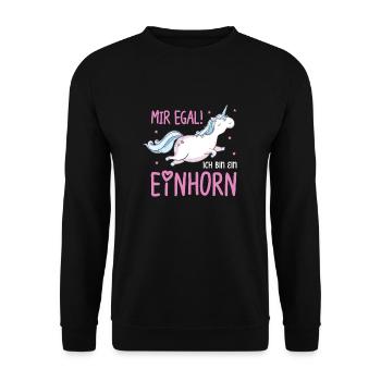 Mir egal ich bin ein Einhorn - Unisex Pullover - Schwarz - Vorne - Alina (178cm) & Michal (187cm)