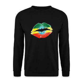Kiss (Ethiopie / Ethiopie) - Sweat-shirt Unisexe - noir - Devant - Alina (178cm) & Michal (187cm)