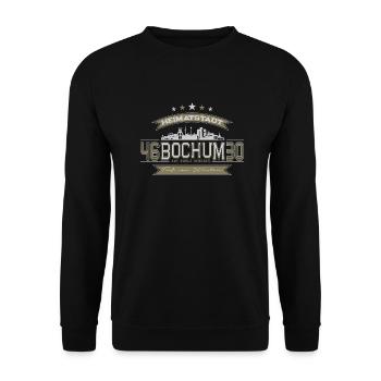 Heimatstadt Bochum beige/grau - Unisex Pullover - Schwarz - Vorne - Alina (178cm) & Michal (187cm)