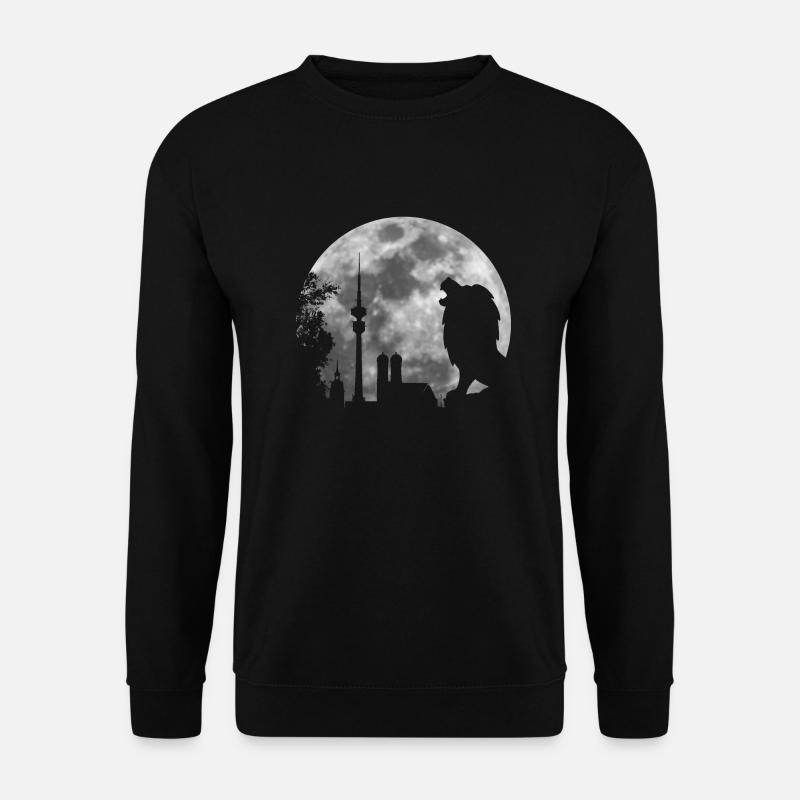 heulender Löwe Vollmond Skyline München Geschenk - Unisex Pullover - Schwarz