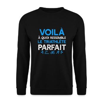 triathlète parfait t-shirt cool - Sweat-shirt Unisexe - noir - Devant - Alina (178cm) & Michal (187cm)