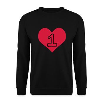 Anzahl 1 & Herz - Unisex Pullover - Schwarz - Vorne - Alina (178cm) & Michal (187cm)