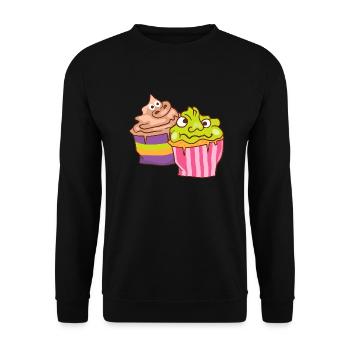 Halloween Cupcake Muffin Kuchen Backen Süßigkeiten - Unisex Pullover - Schwarz - Vorne - Alina (178cm) & Michal (187cm)