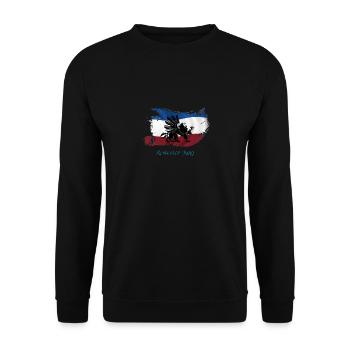 rostocker_jung_hellblau - Unisex Pullover - Schwarz - Vorne - Alina (178cm) & Michal (187cm)